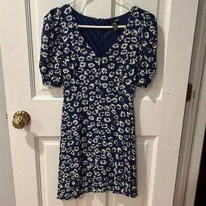 Aqua Floral Print Dress
